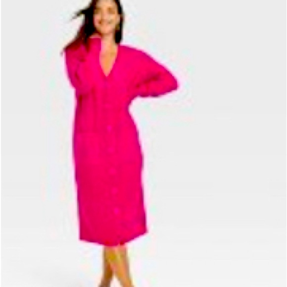 Beautiful never worn long sleeve button front sweater dress.
